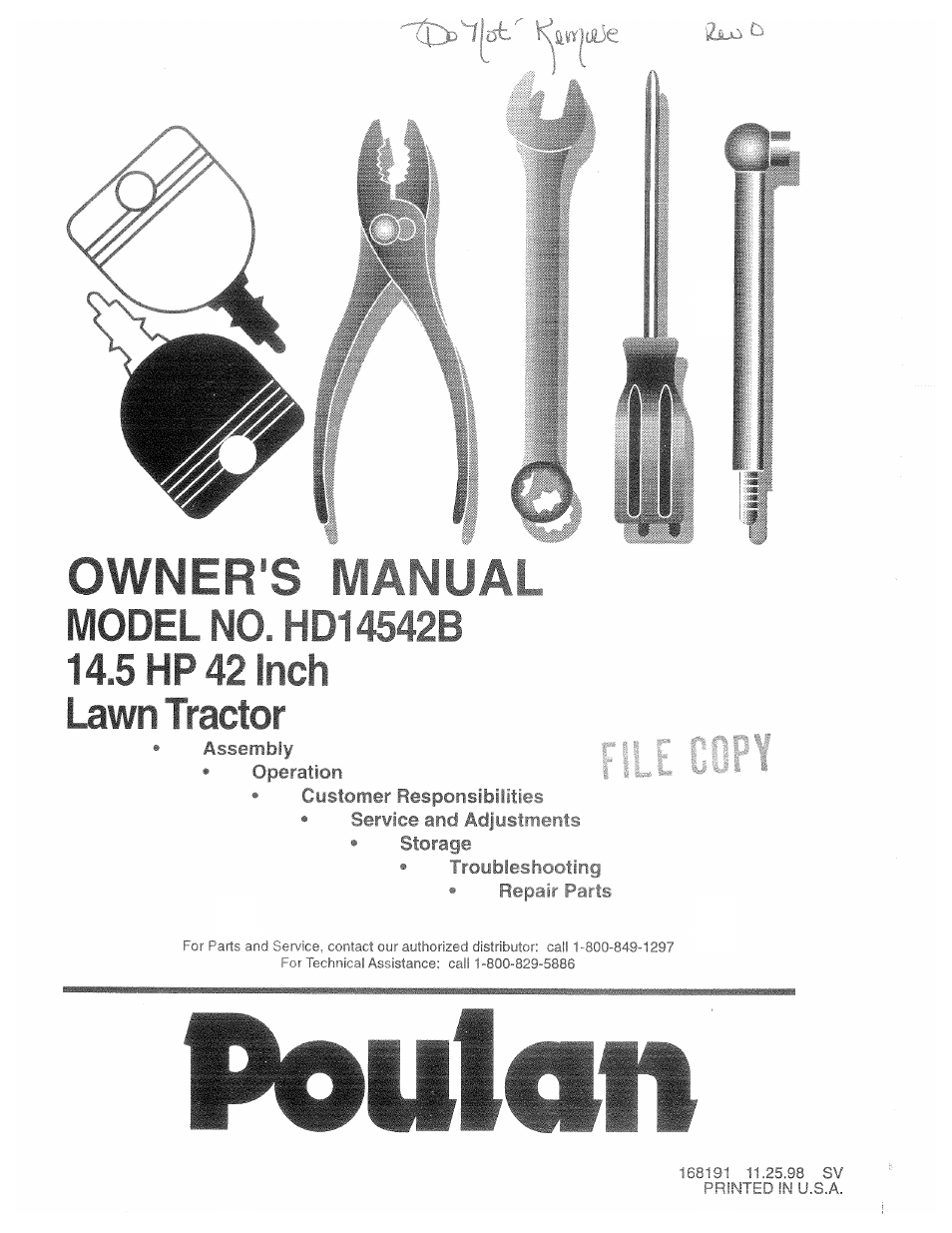 Poulan 168191 User Manual | 48 pages
