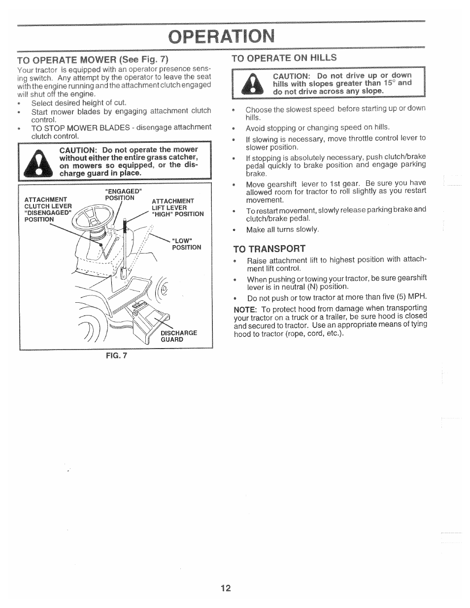 To transport | Poulan 168191 User Manual | Page 12 / 48