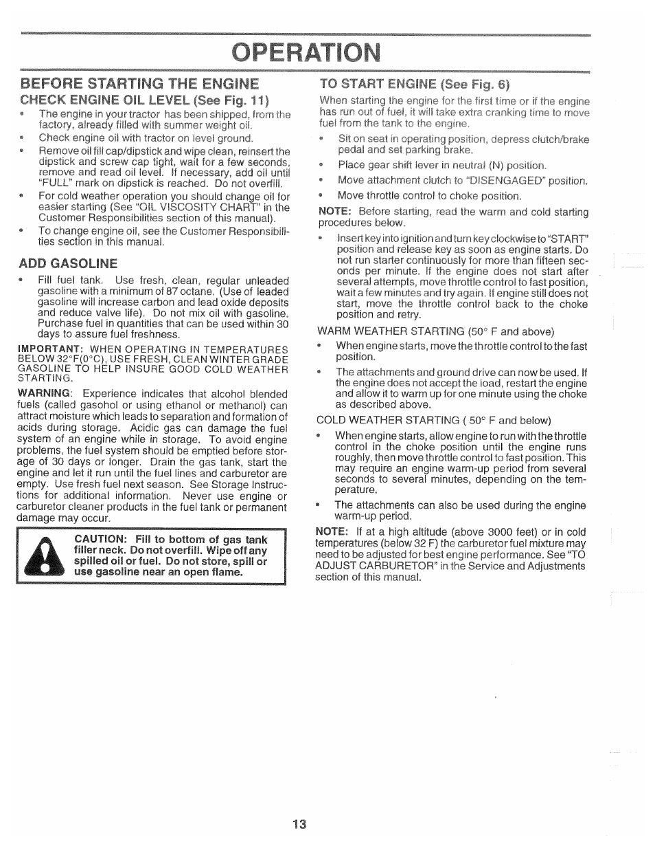 Opfbätld^í, То start engine, Add gasoline | Poulan 168191 User Manual | Page 13 / 48