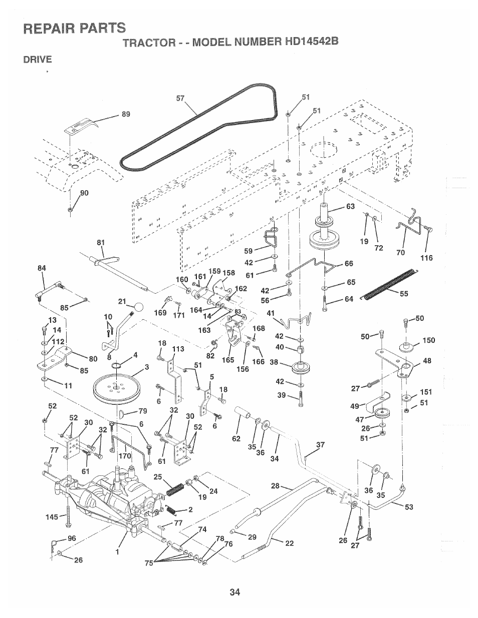 Repair parts | Poulan 168191 User Manual | Page 34 / 48