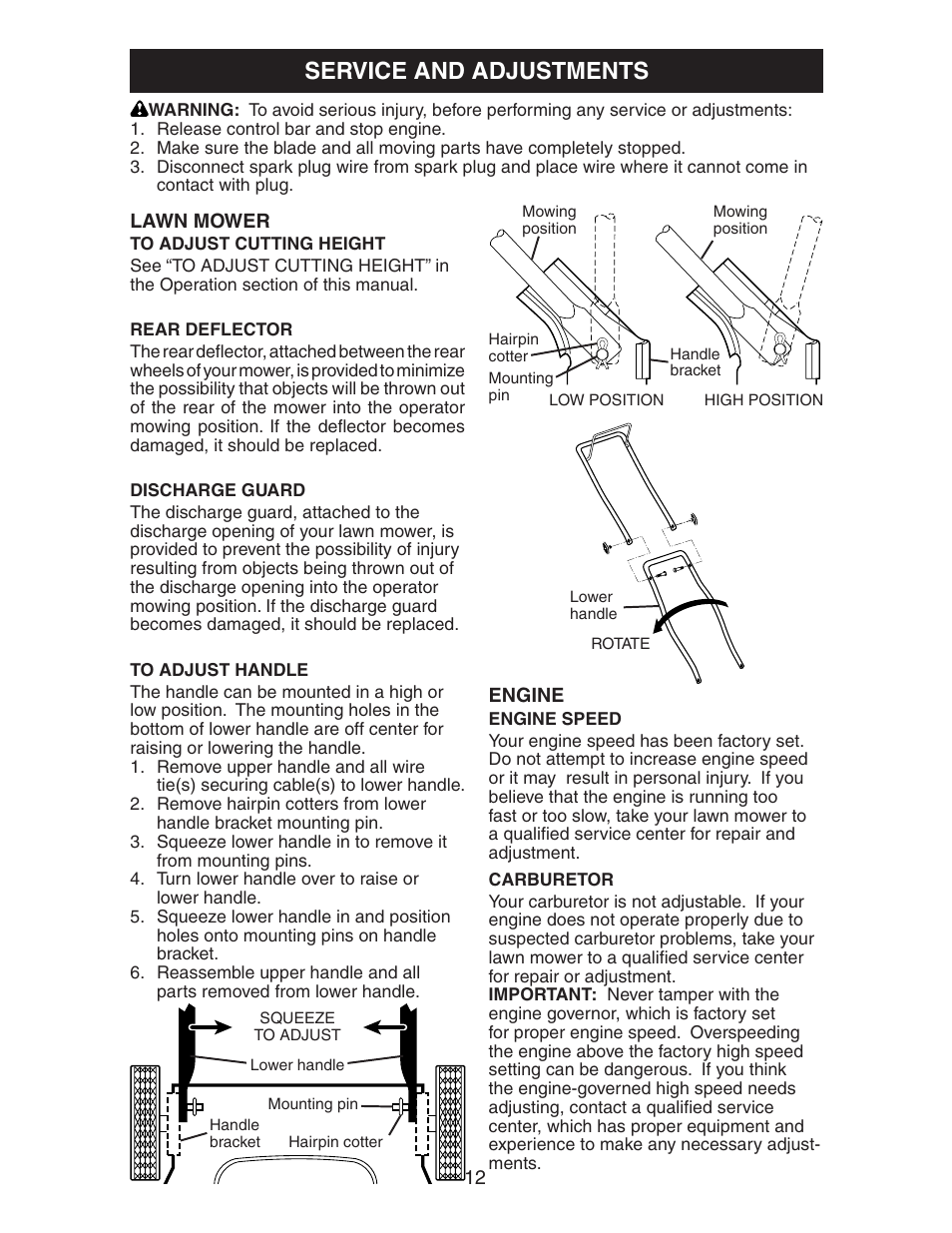 Service and adjustments | Poulan 2005-04 User Manual | Page 12 / 16