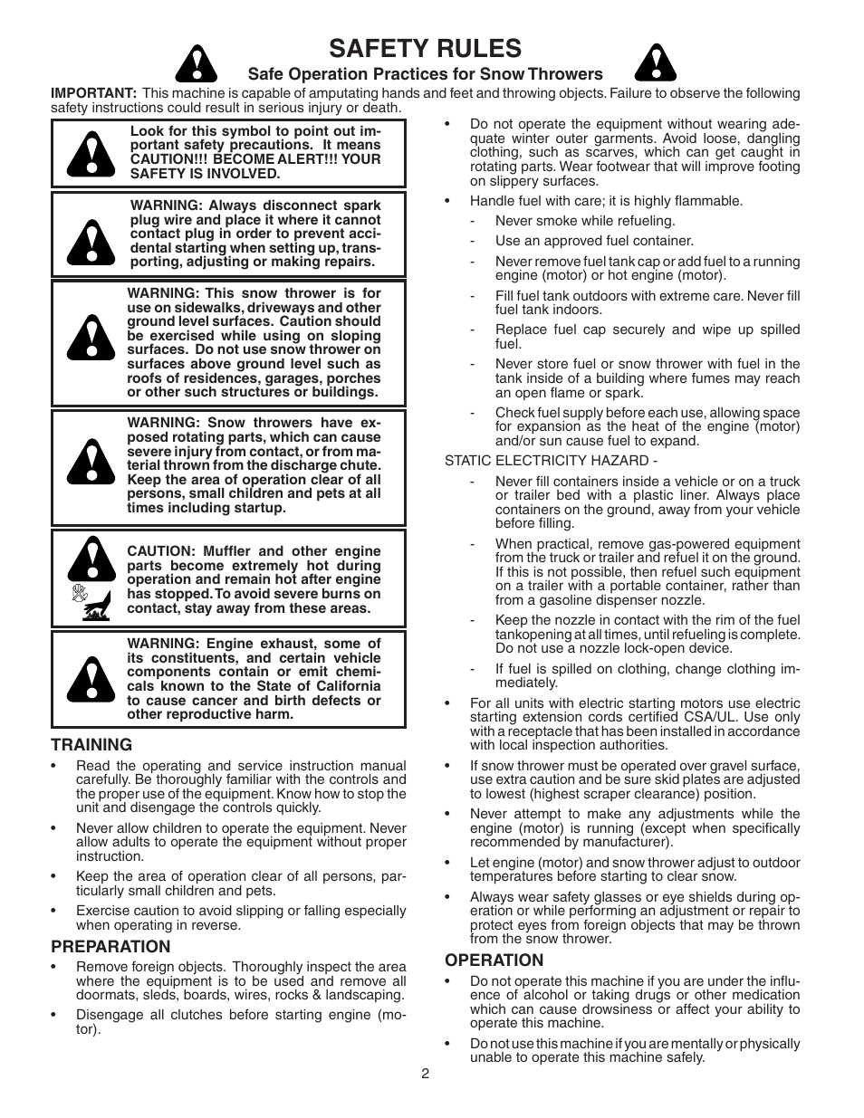 Safety rules | Poulan 187887 User Manual | Page 2 / 20