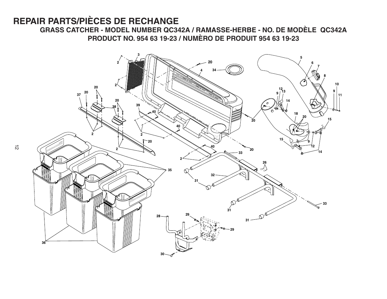 Repair parts/pièces de rechange | Poulan 532178476 User Manual | Page 12 / 13