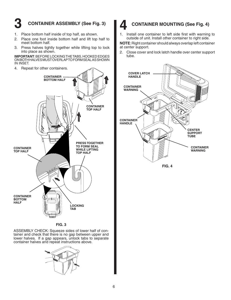 Container mounting (see fig. 4), Container assembly (see fig. 3) | Poulan 532178476 User Manual | Page 6 / 13