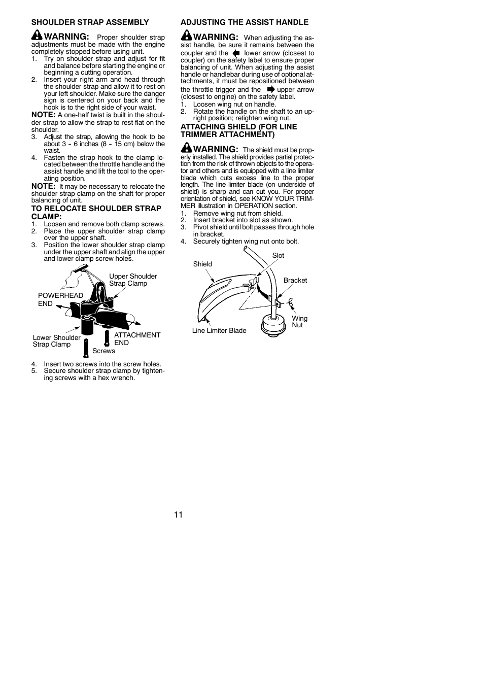 Warning | Poulan Pro PP446ET User Manual | Page 11 / 23