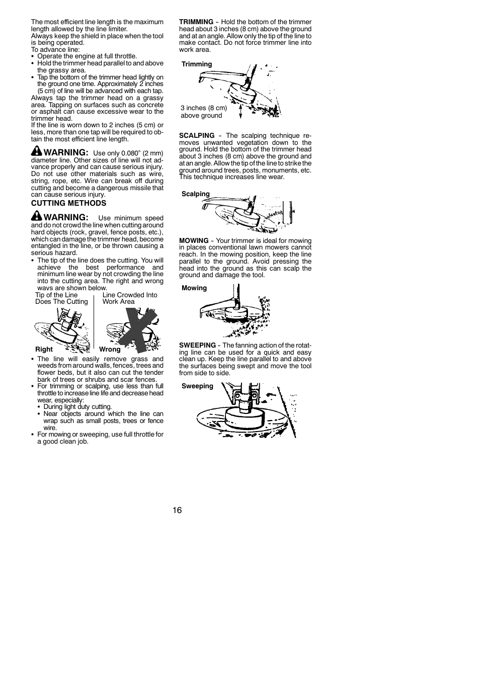 Warning | Poulan Pro PP446ET User Manual | Page 16 / 23