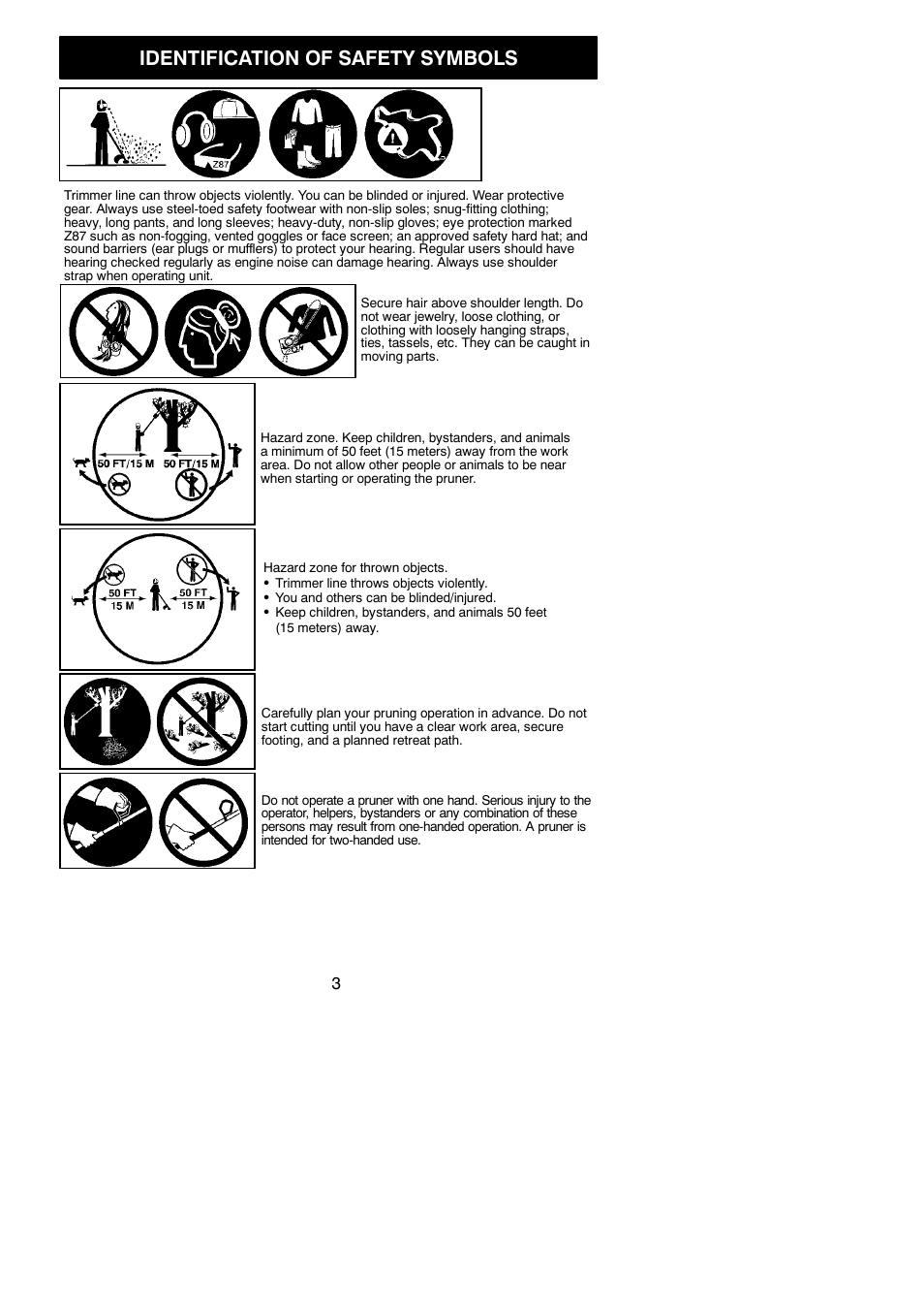 Identification of safety symbols | Poulan Pro PP446ET User Manual | Page 3 / 23