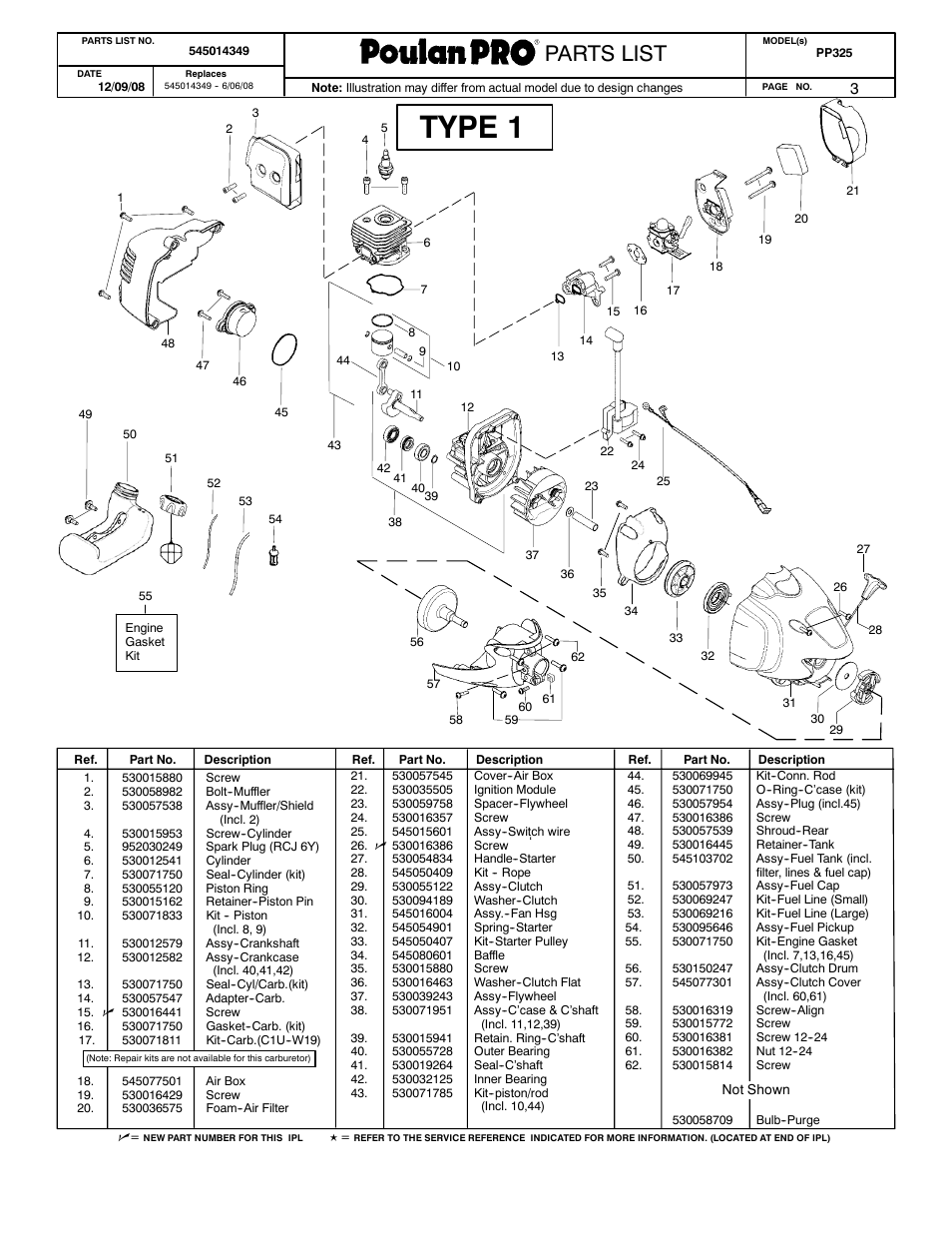 Poulanpro' parts list | Poulan Pro 545014349 User Manual | Page 3 / 4