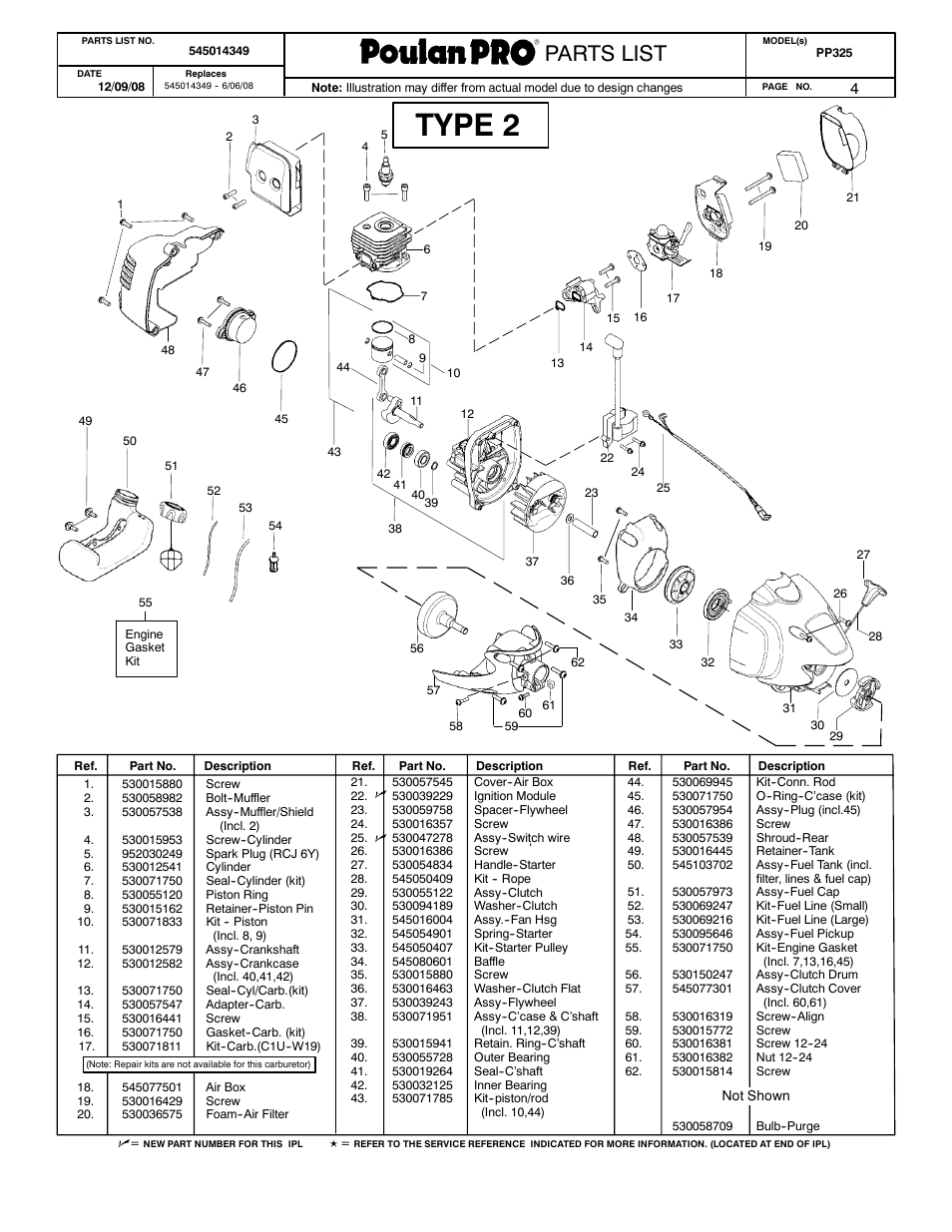 Poulanpro' parts list | Poulan Pro 545014349 User Manual | Page 4 / 4