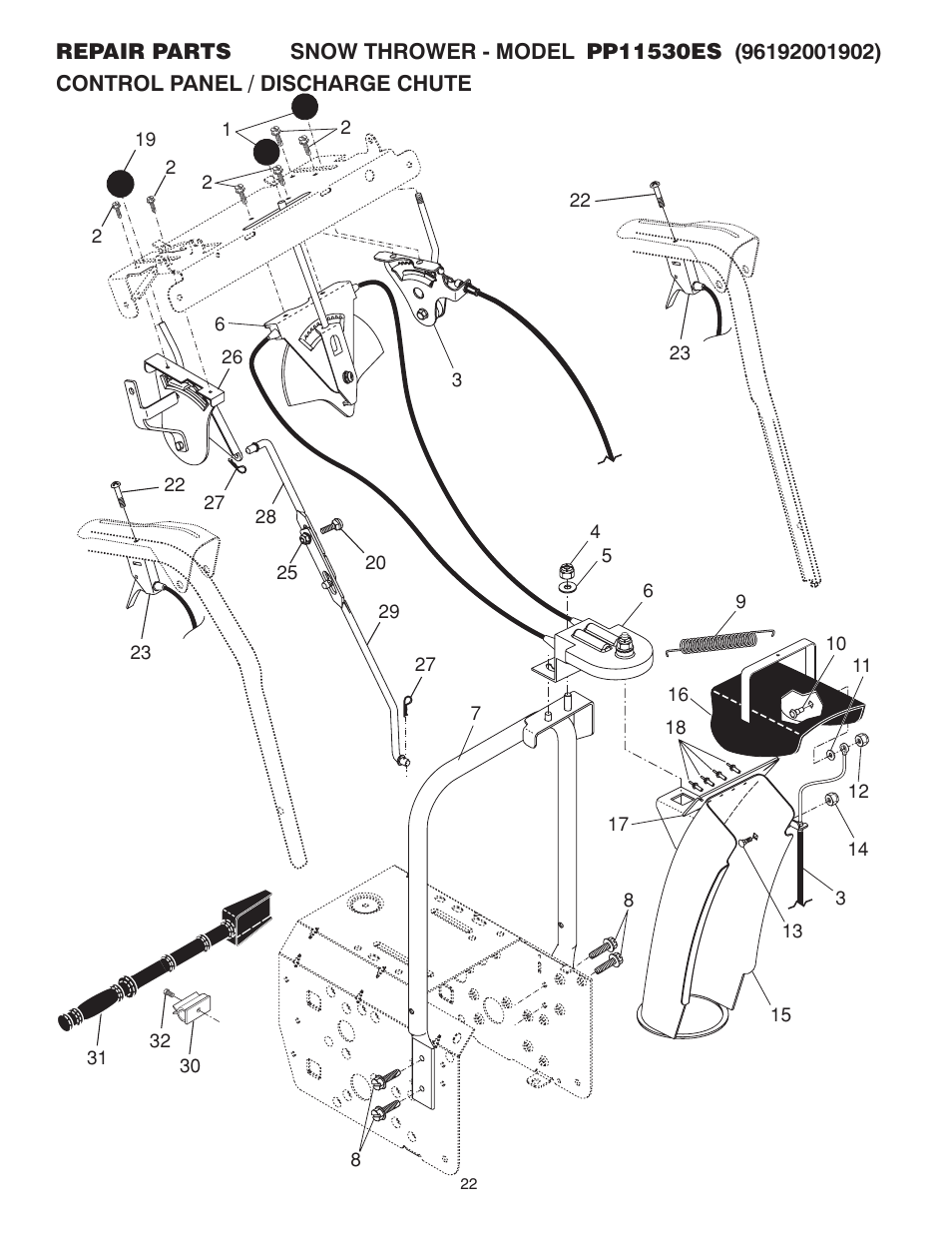 Poulan Pro 96192001902 SNOW THROWER User Manual | Page 22 / 32