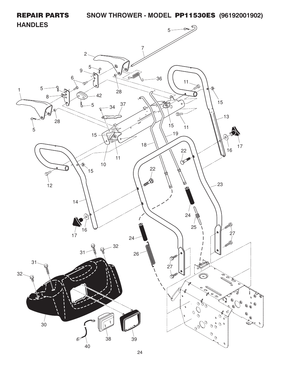 Poulan Pro 96192001902 SNOW THROWER User Manual | Page 24 / 32