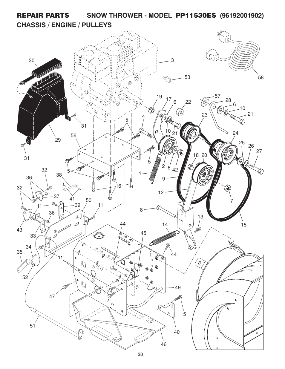 Poulan Pro 96192001902 SNOW THROWER User Manual | Page 28 / 32