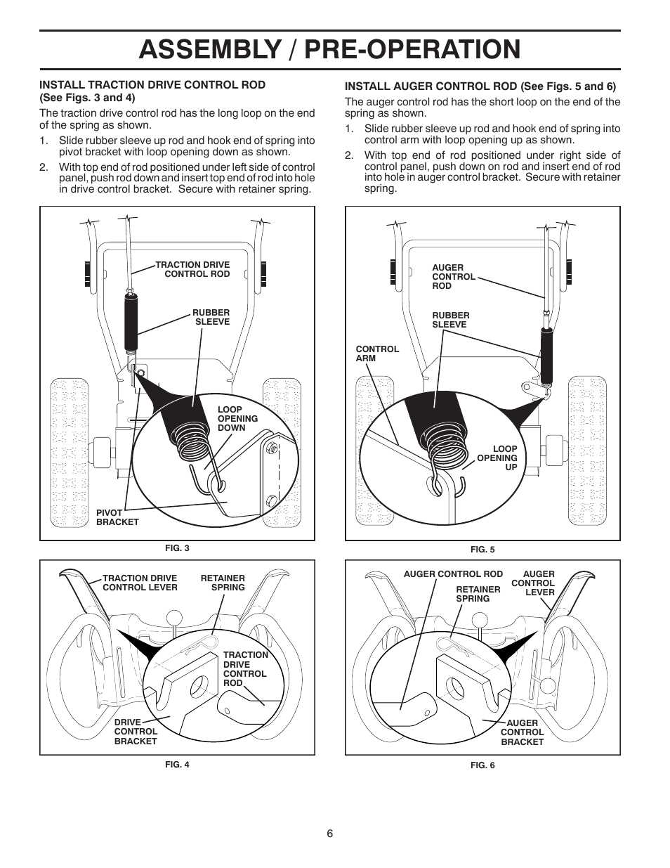 Assembly / pre-operation | Poulan Pro 96192001902 SNOW THROWER User Manual | Page 6 / 32