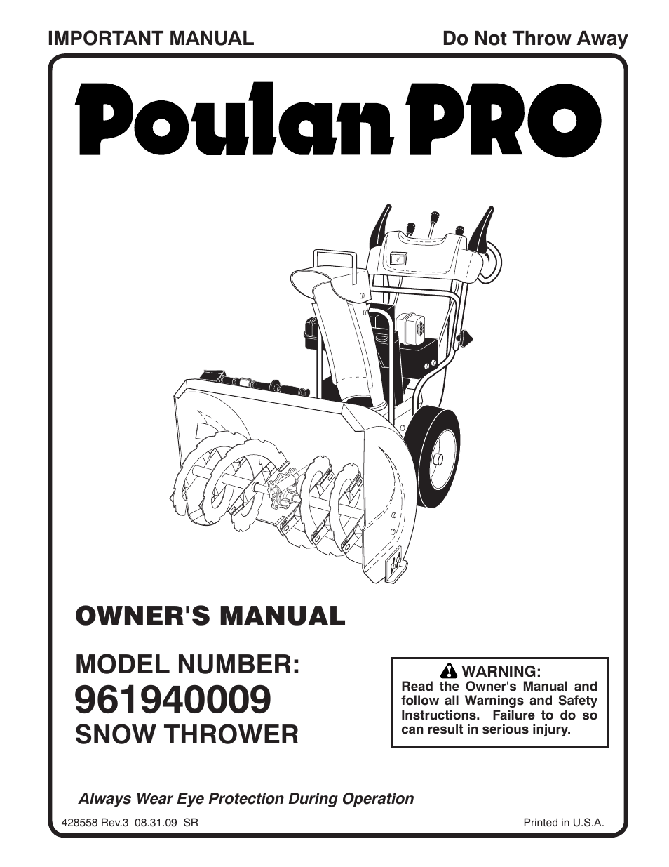 Poulan 96194000900 User Manual | 40 pages