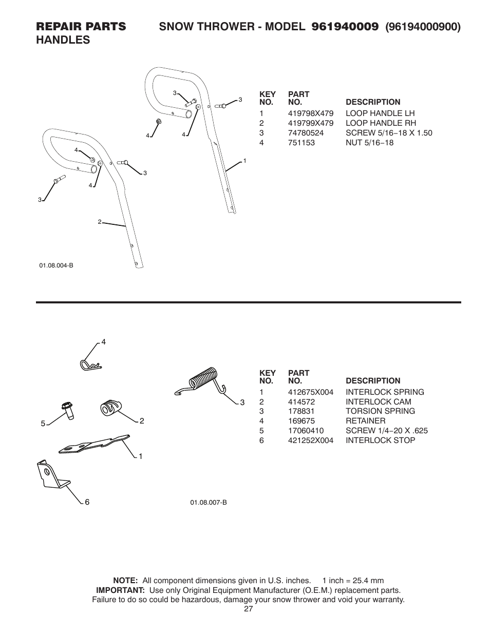 Handles | Poulan 96194000900 User Manual | Page 27 / 40