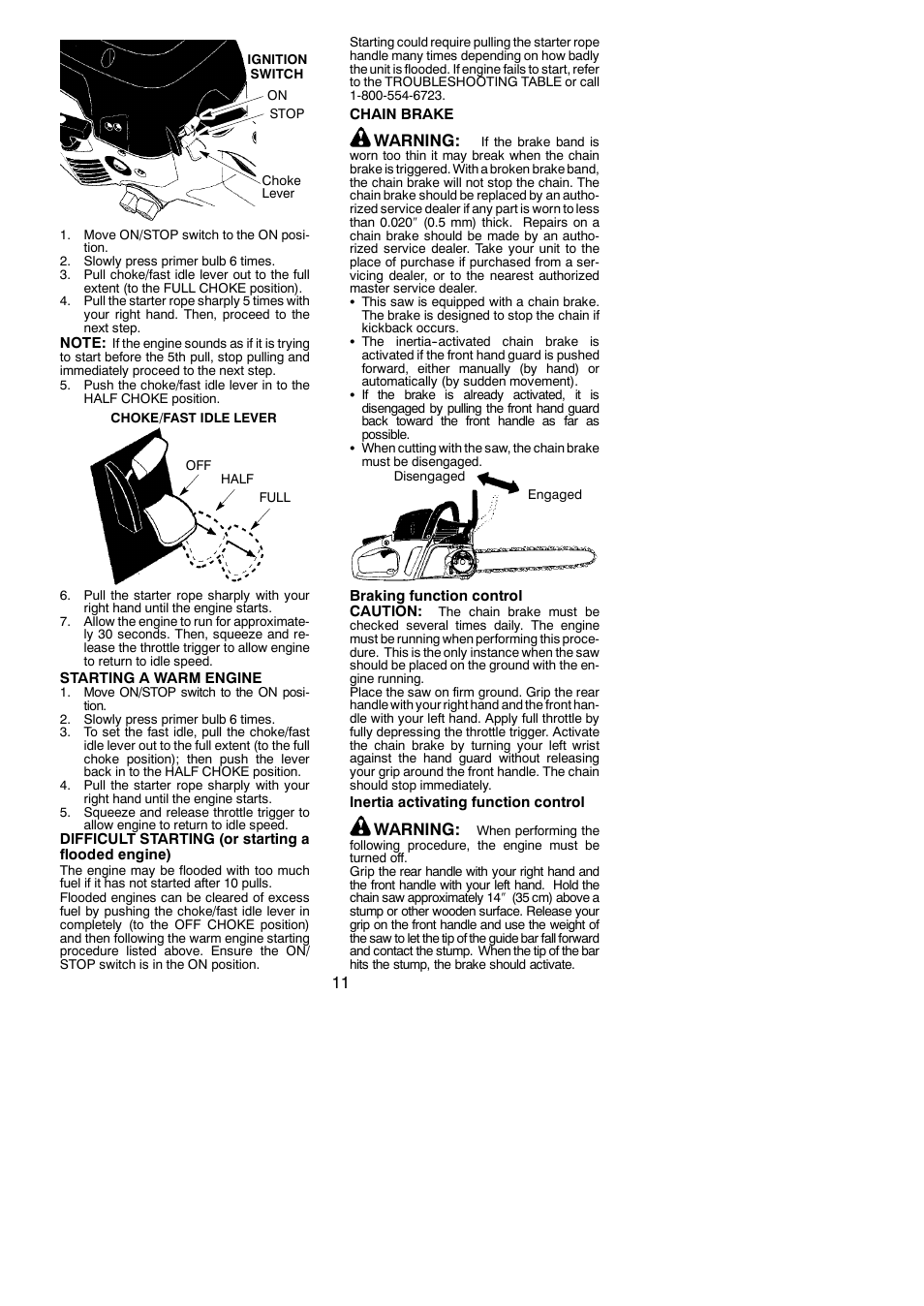 Warning | Poulan Pro PP3516AVX User Manual | Page 11 / 20