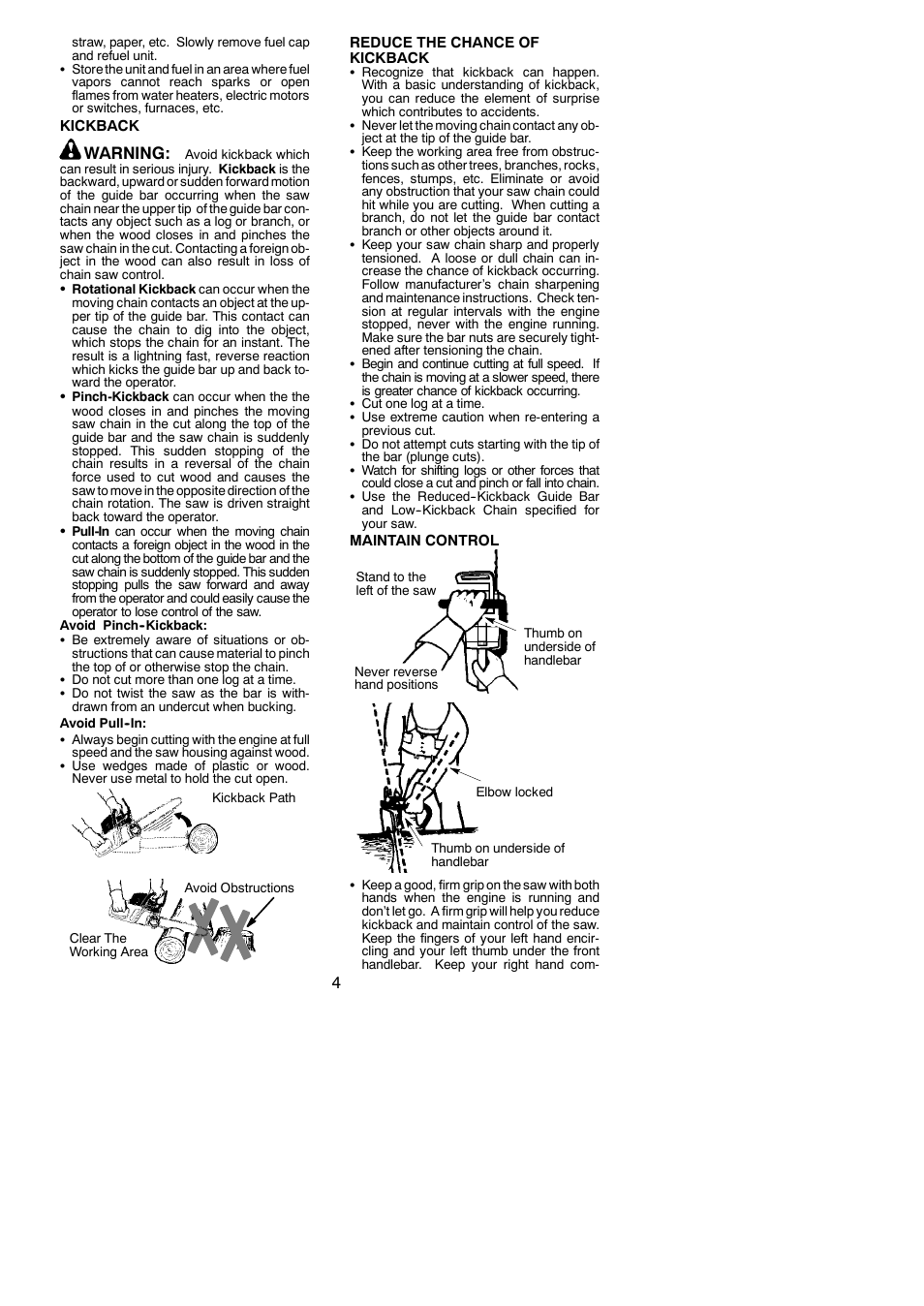 Warning | Poulan Pro PP3516AVX User Manual | Page 4 / 20