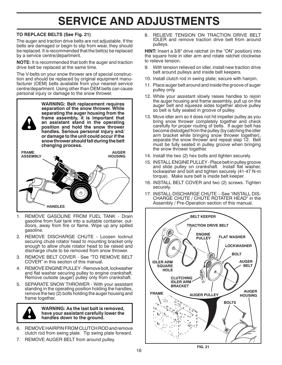 Service and adjustments | Poulan 425353 User Manual | Page 16 / 40