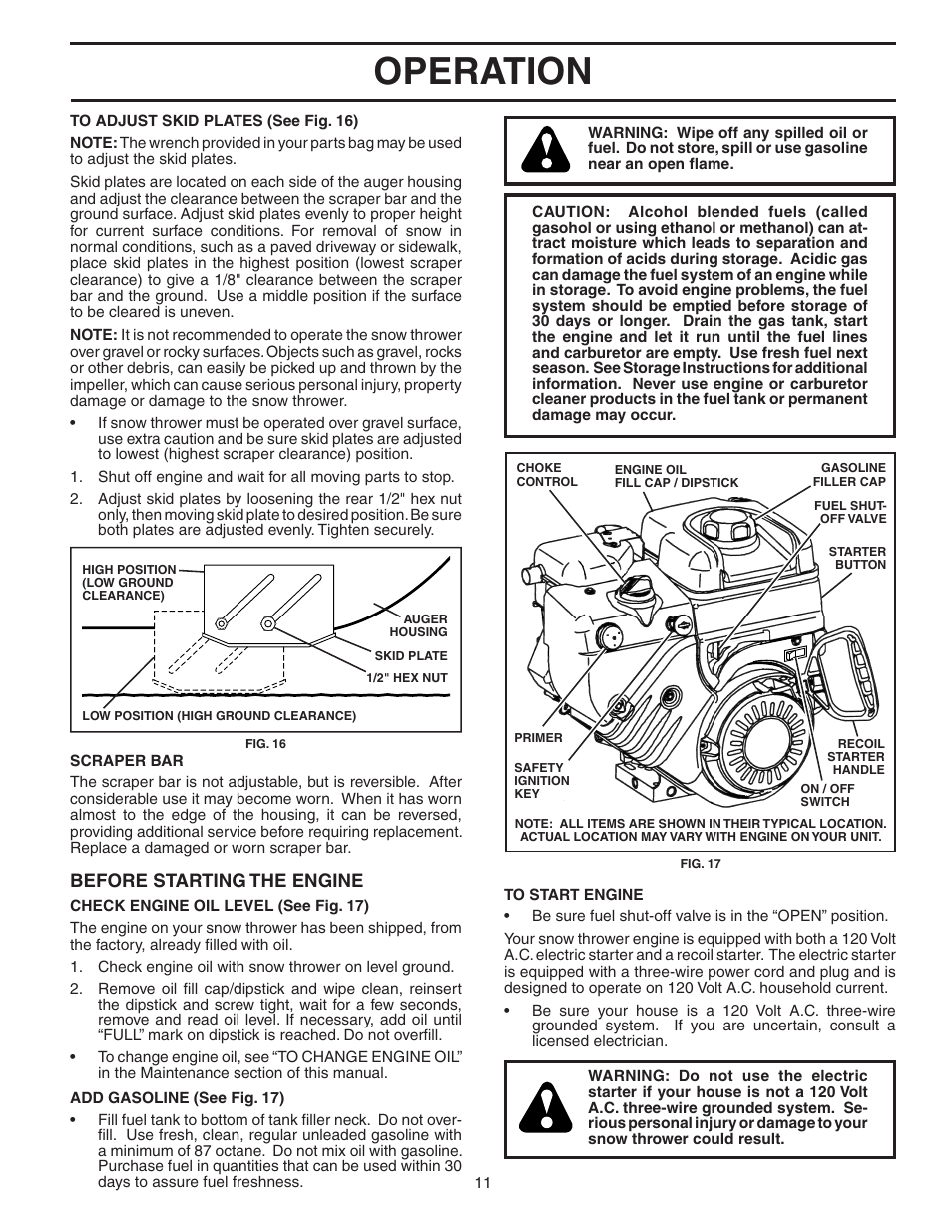 Operation, Before starting the engine | Poulan 403919 User Manual | Page 11 / 20