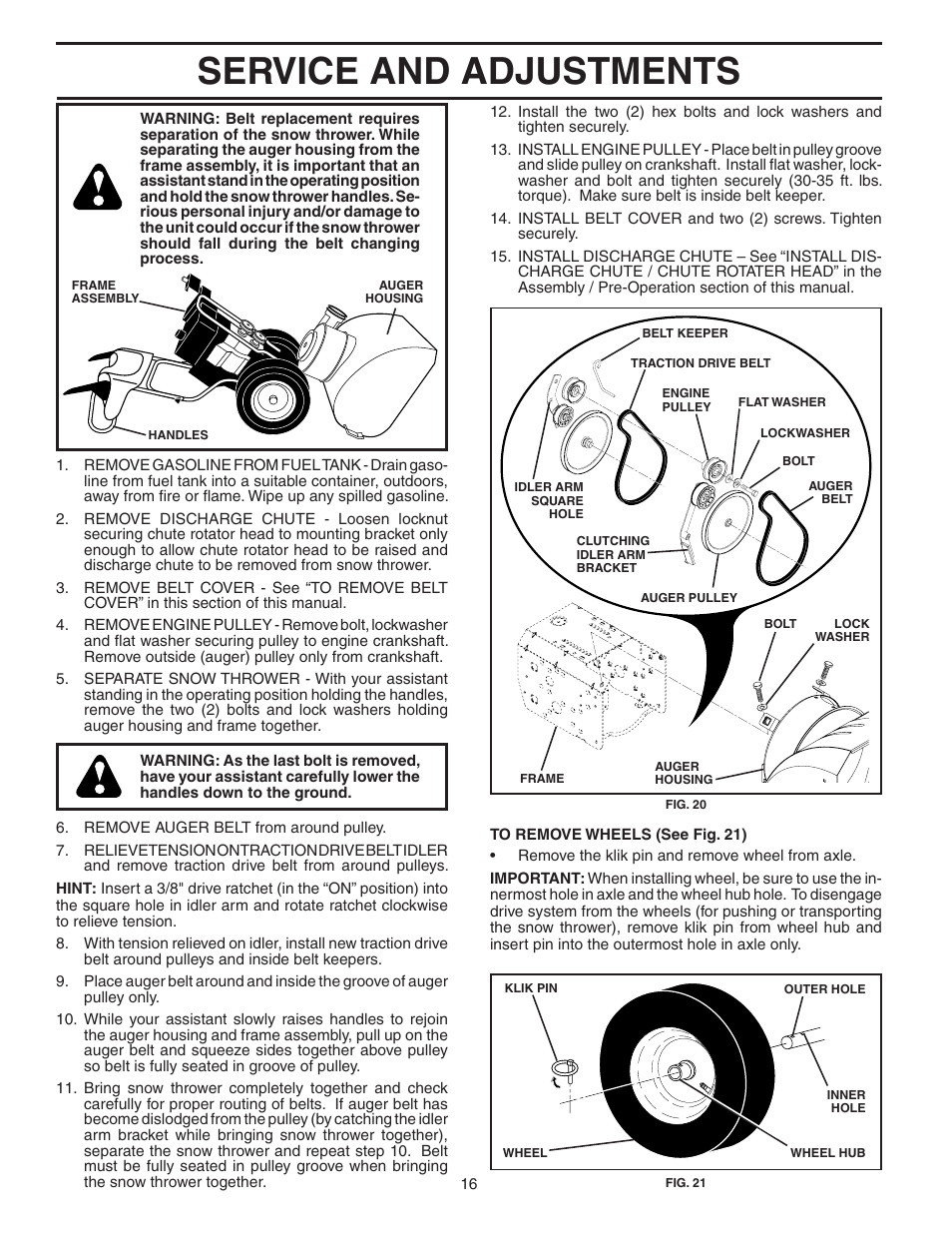 Service and adjustments | Poulan 403919 User Manual | Page 16 / 20