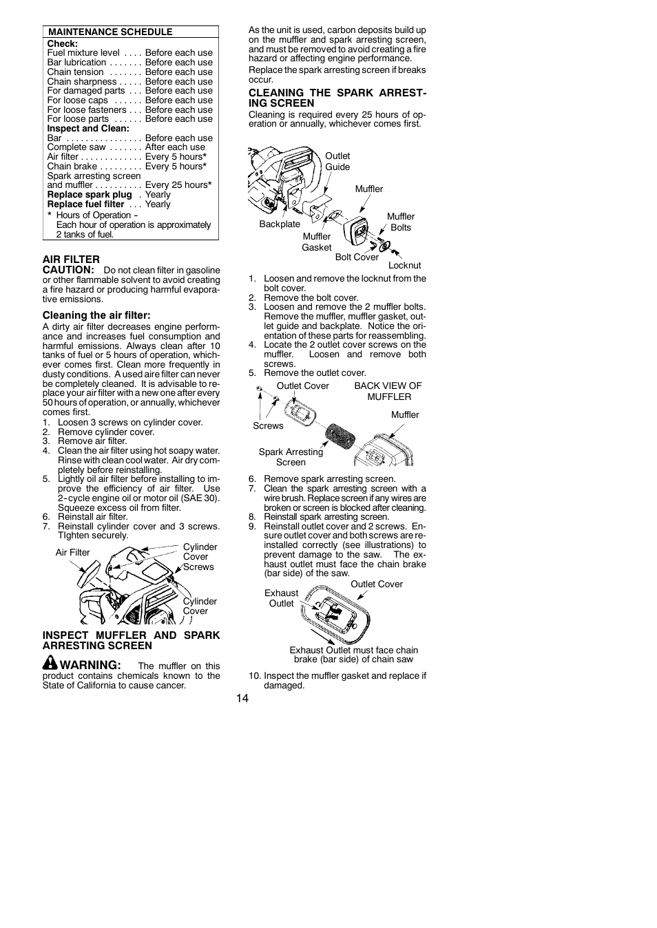 Warning | Poulan 545123644 User Manual | Page 14 / 18