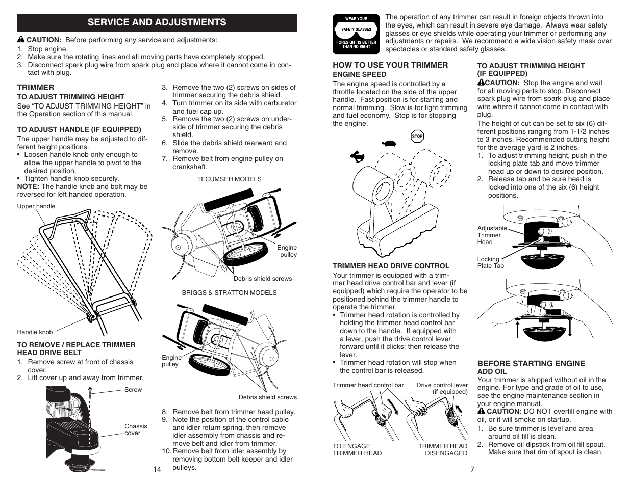 Service and adjustments | Poulan PPWT60022 User Manual | Page 7 / 10