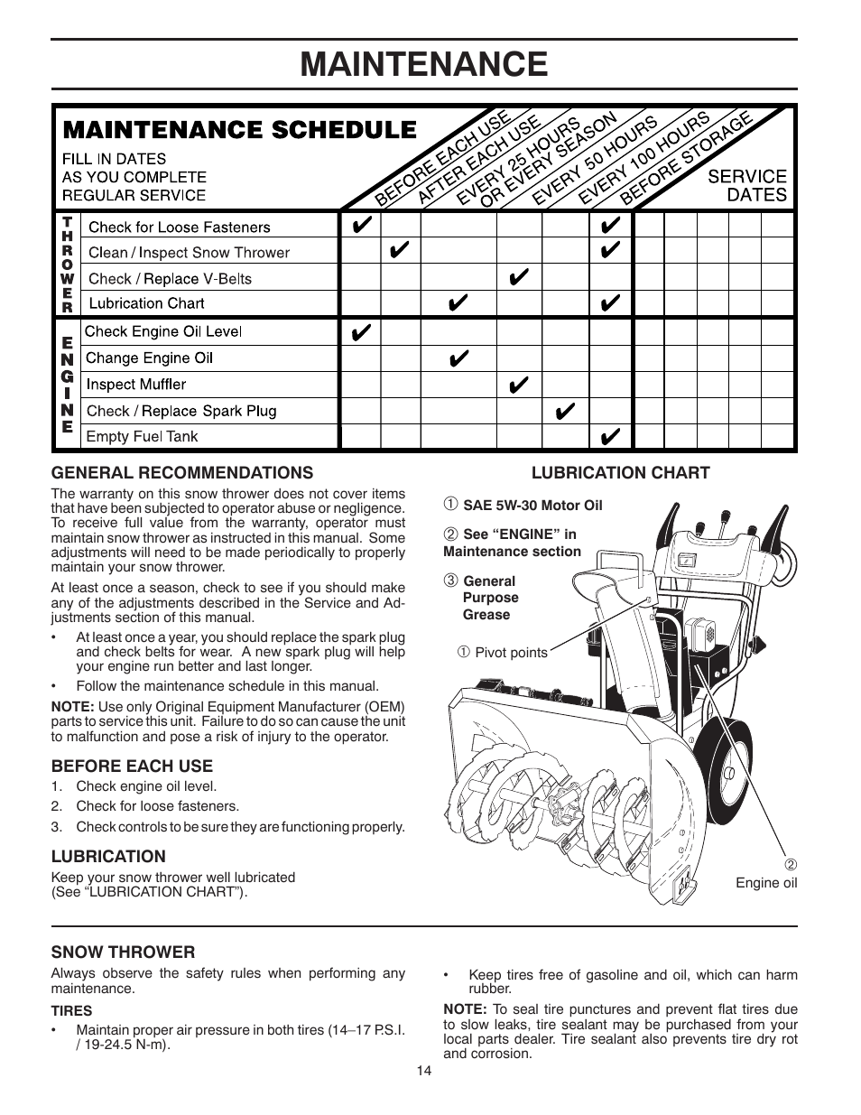 Maintenance | Poulan 422088 User Manual | Page 14 / 40