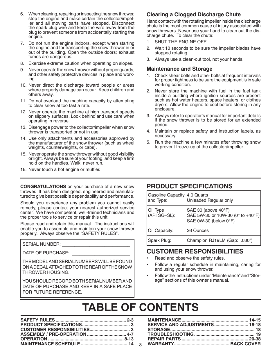 Poulan 422088 User Manual | Page 3 / 40