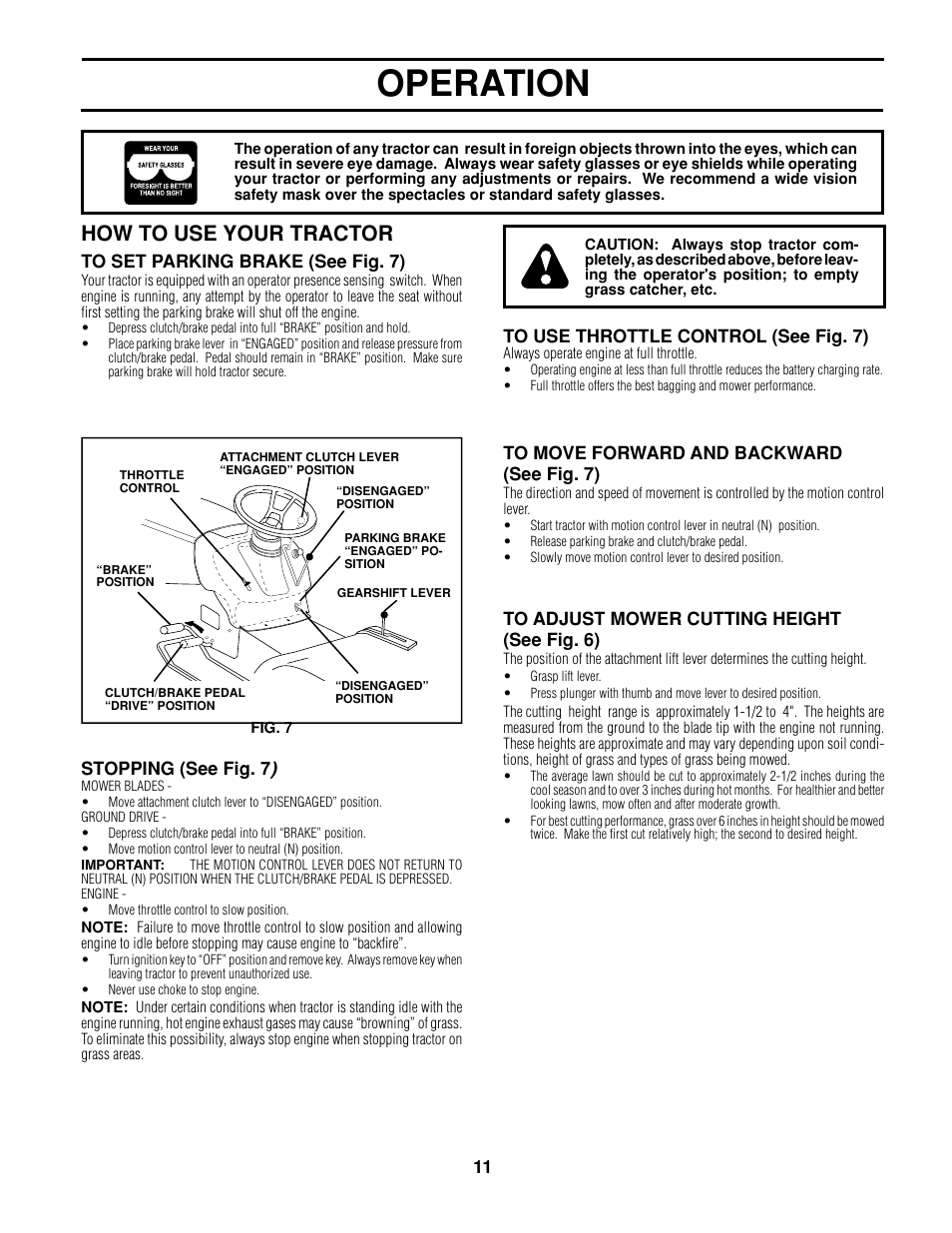 Operation, How to use your tractor | Poulan 161608 User Manual | Page 11 / 51