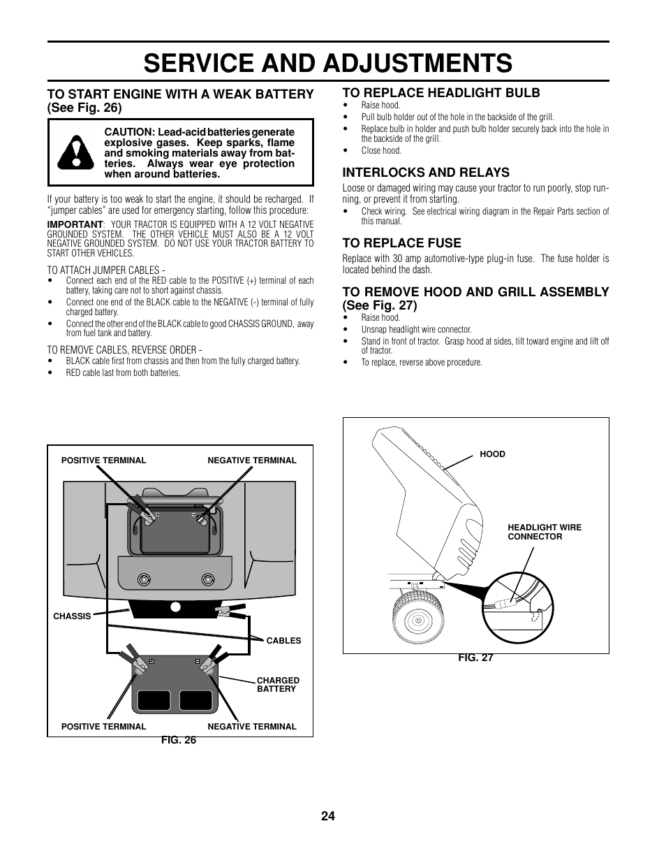 Service and adjustments, Interlocks and relays | Poulan 161608 User Manual | Page 24 / 51