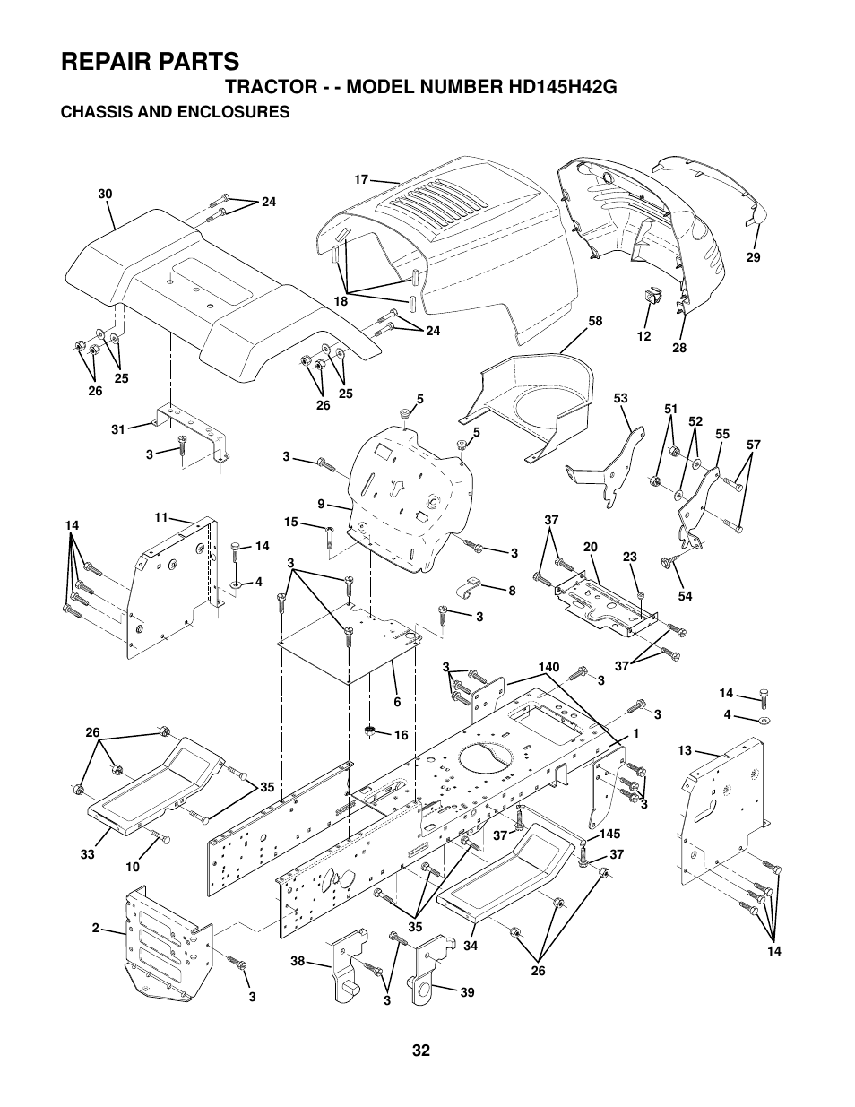 Repair parts, Chassis and enclosures | Poulan 161608 User Manual | Page 31 / 51