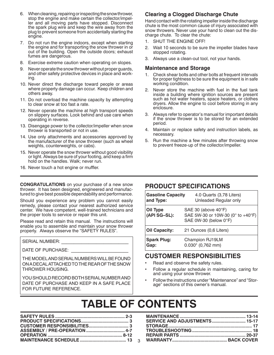 Poulan 422073 User Manual | Page 3 / 40