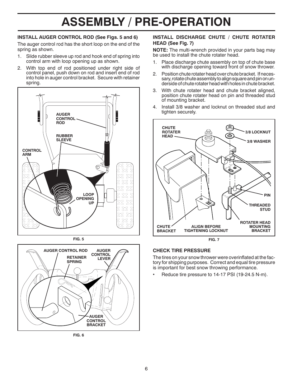 Assembly / pre-operation | Poulan 422073 User Manual | Page 6 / 40