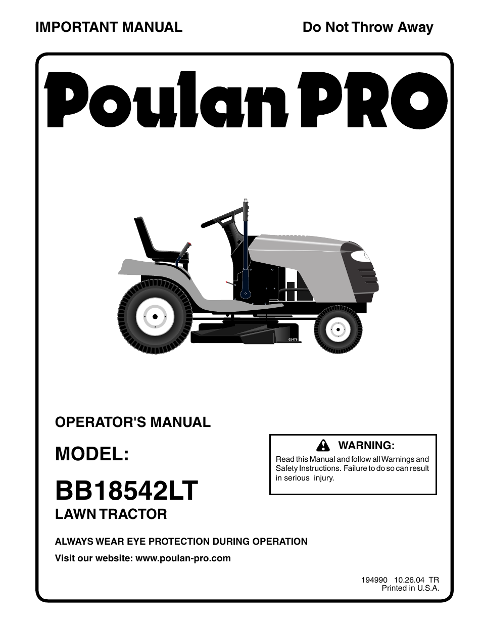 Poulan 194990 User Manual | 30 pages