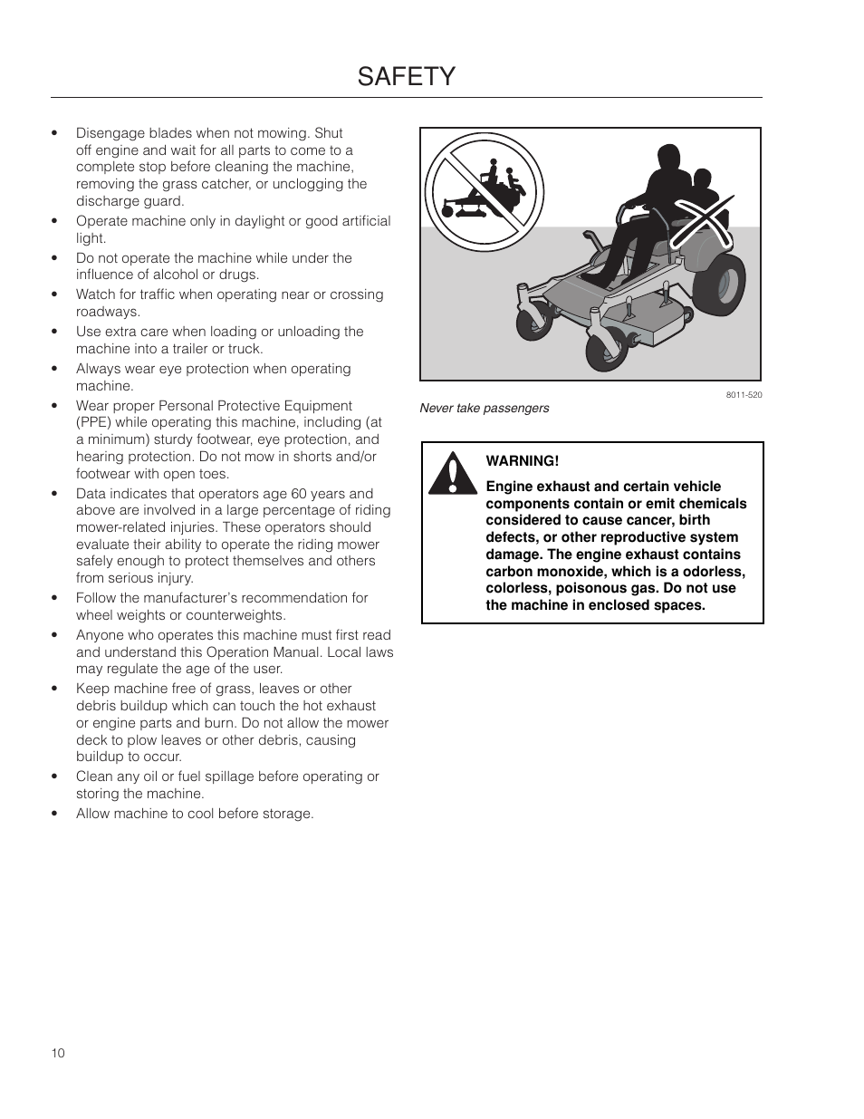 Safety | Poulan Pro 461ZX_966681801 LAWN TRACTOR User Manual | Page 10 / 60