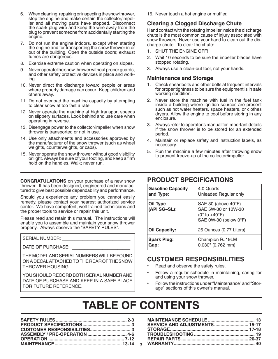 Poulan 96192001706 User Manual | Page 3 / 40