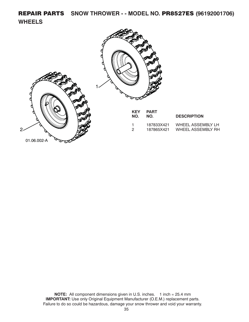 Wheels | Poulan 96192001706 User Manual | Page 35 / 40