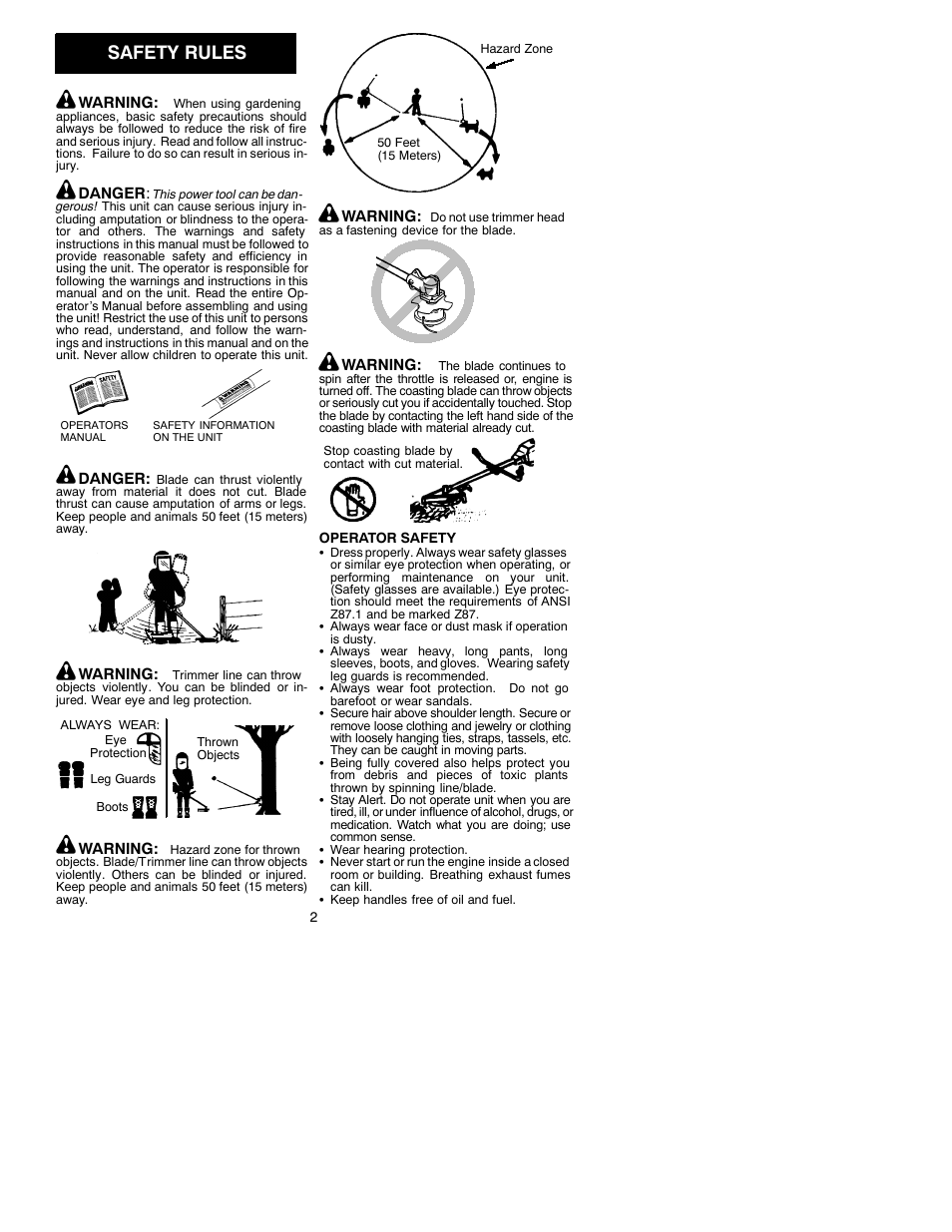 Safety rules | Poulan 530088847 User Manual | Page 2 / 12