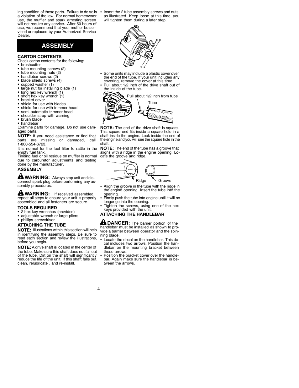 Assembly | Poulan 530088847 User Manual | Page 4 / 12