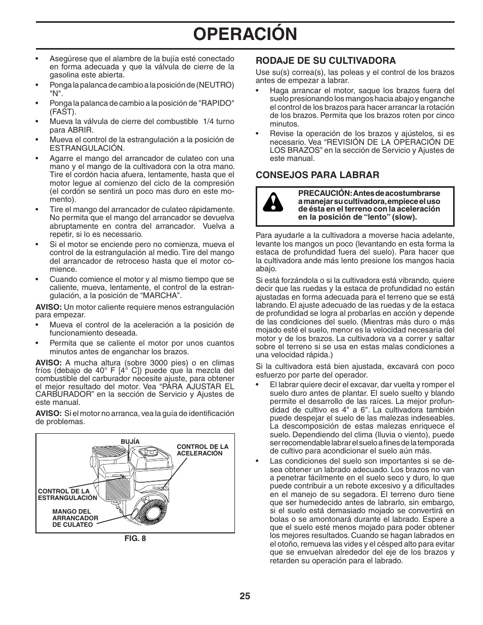 Operación | Poulan HDF550 User Manual | Page 25 / 36