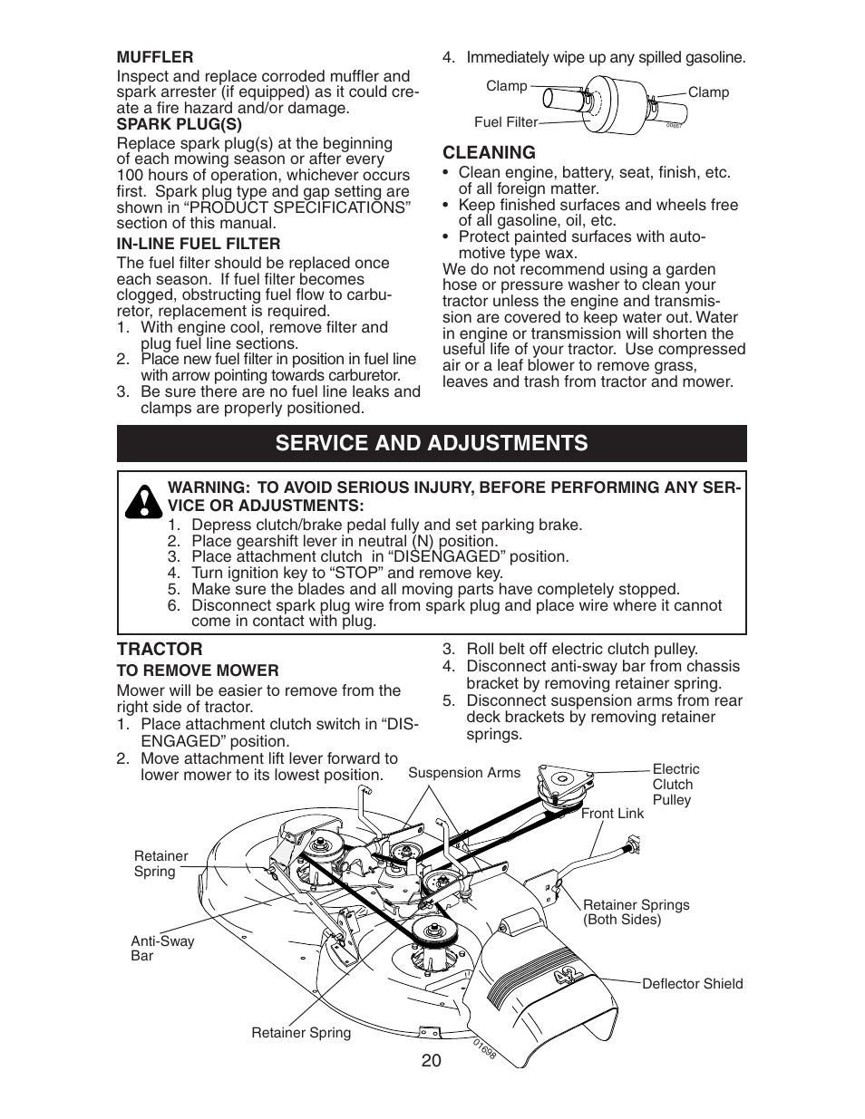 Service and adjustments | Poulan 192362 User Manual | Page 20 / 29