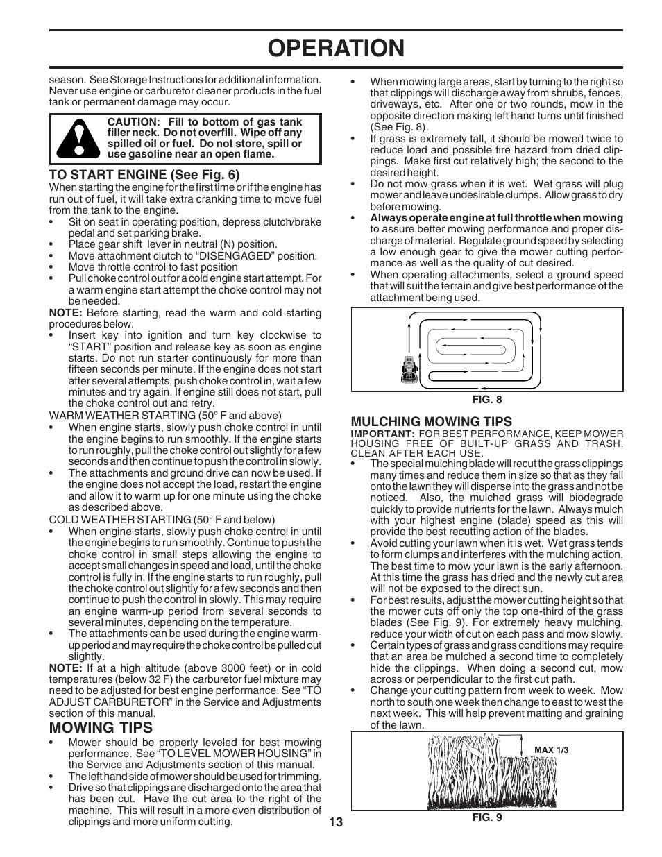 Operation, Mowing tips | Poulan 180196 User Manual | Page 13 / 48