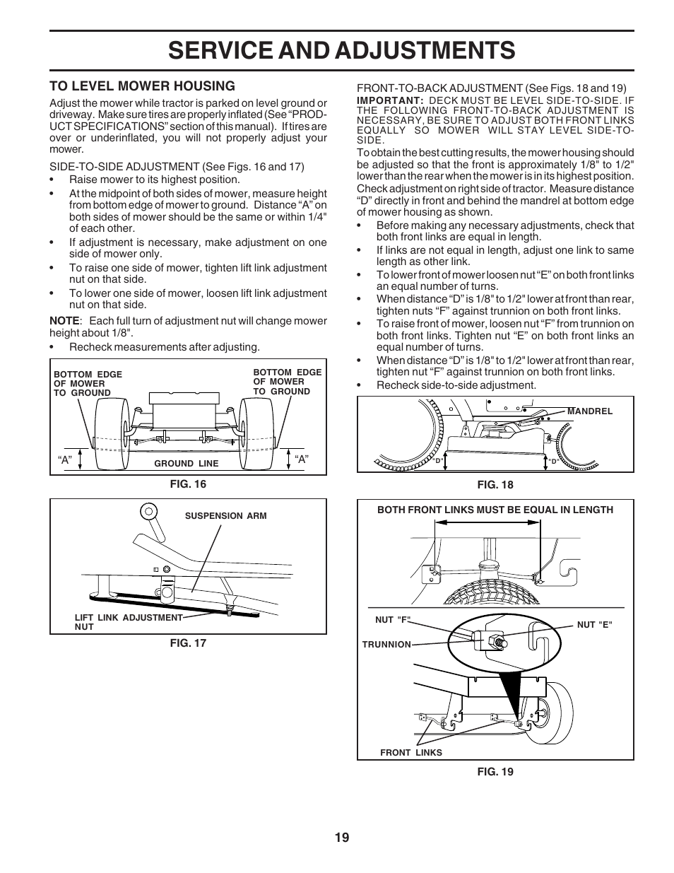 Service and adjustments | Poulan 180196 User Manual | Page 19 / 48