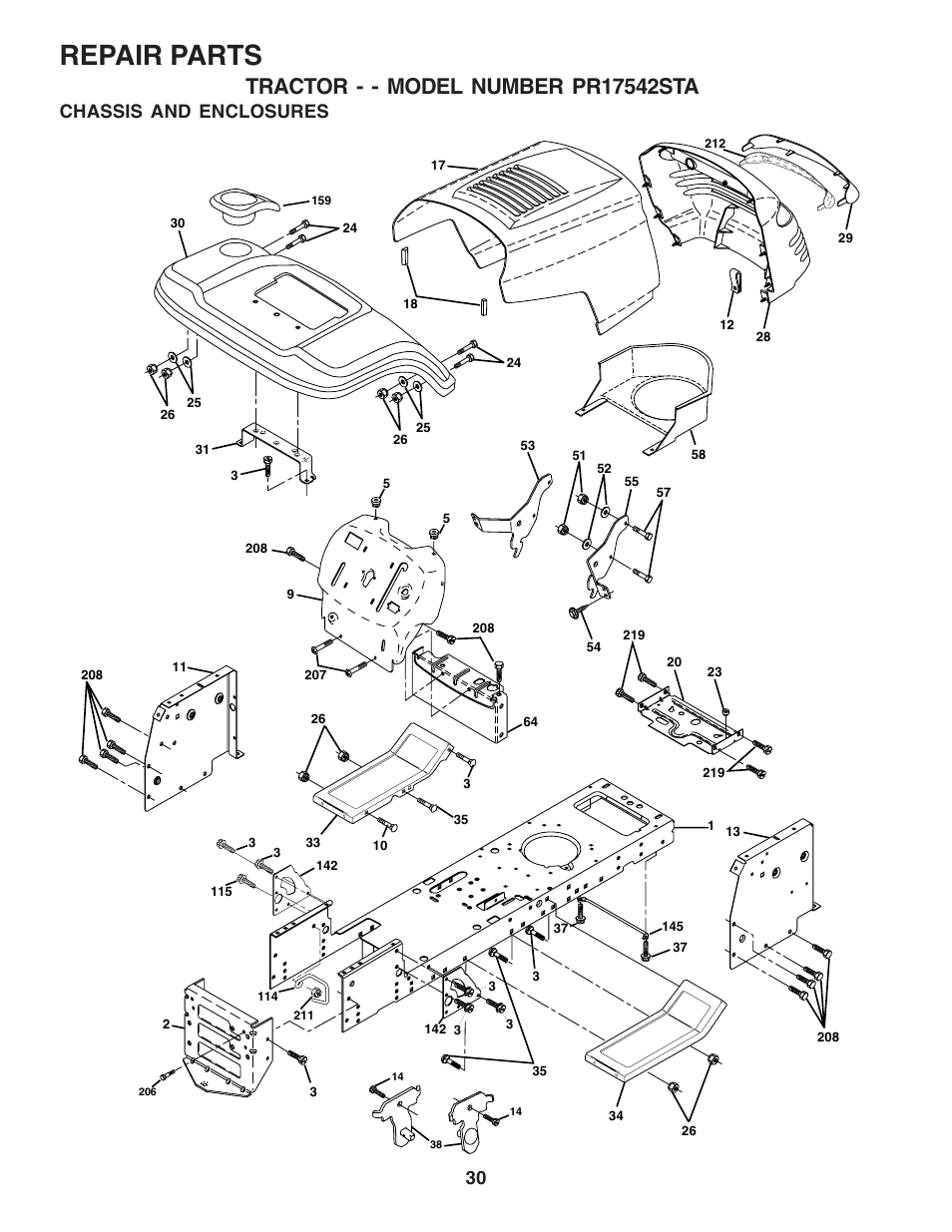 Repair parts, Chassis and enclosures | Poulan 180196 User Manual | Page 30 / 48