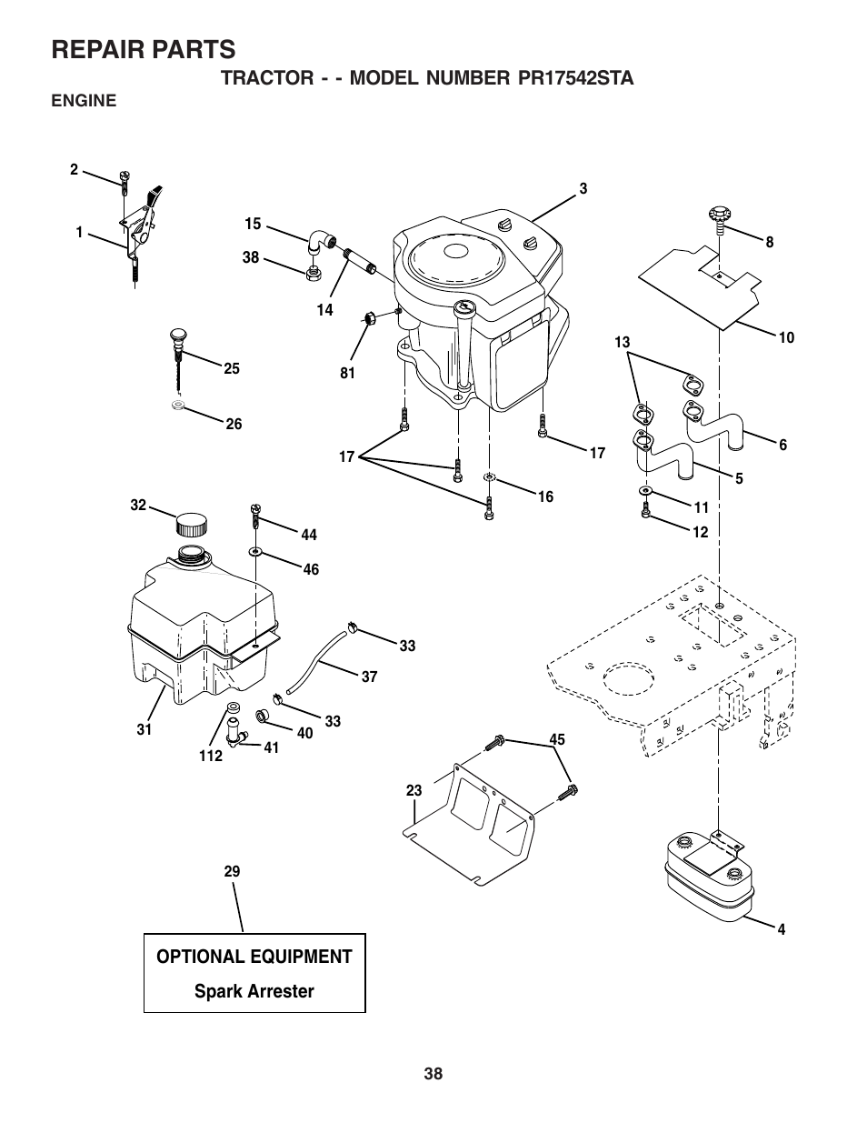 Repair parts | Poulan 180196 User Manual | Page 38 / 48
