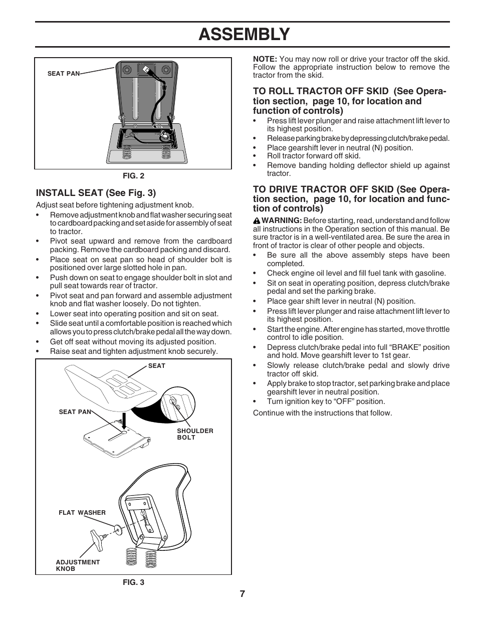 Assembly | Poulan 180196 User Manual | Page 7 / 48