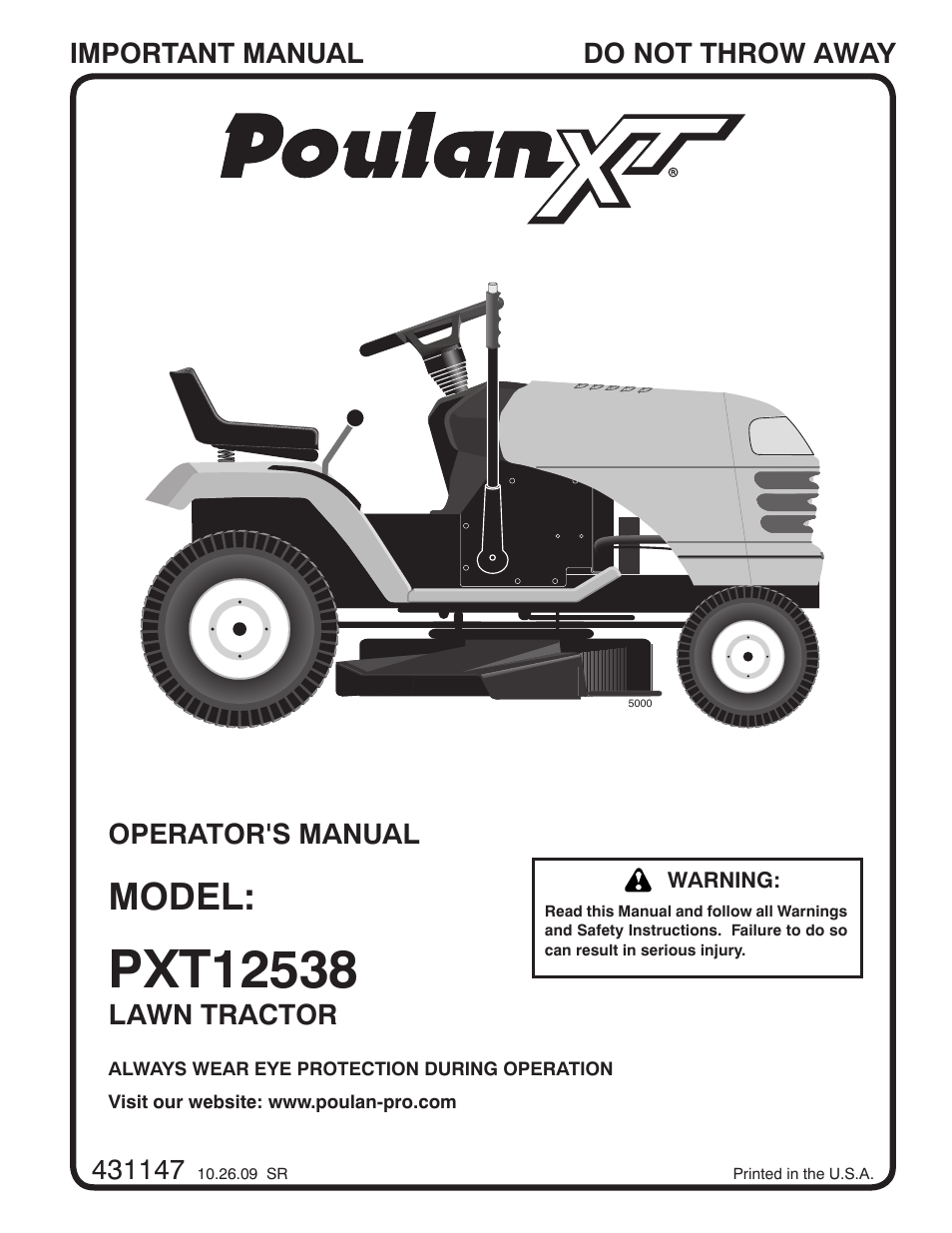 Poulan XT 96016002200 User Manual | 26 pages