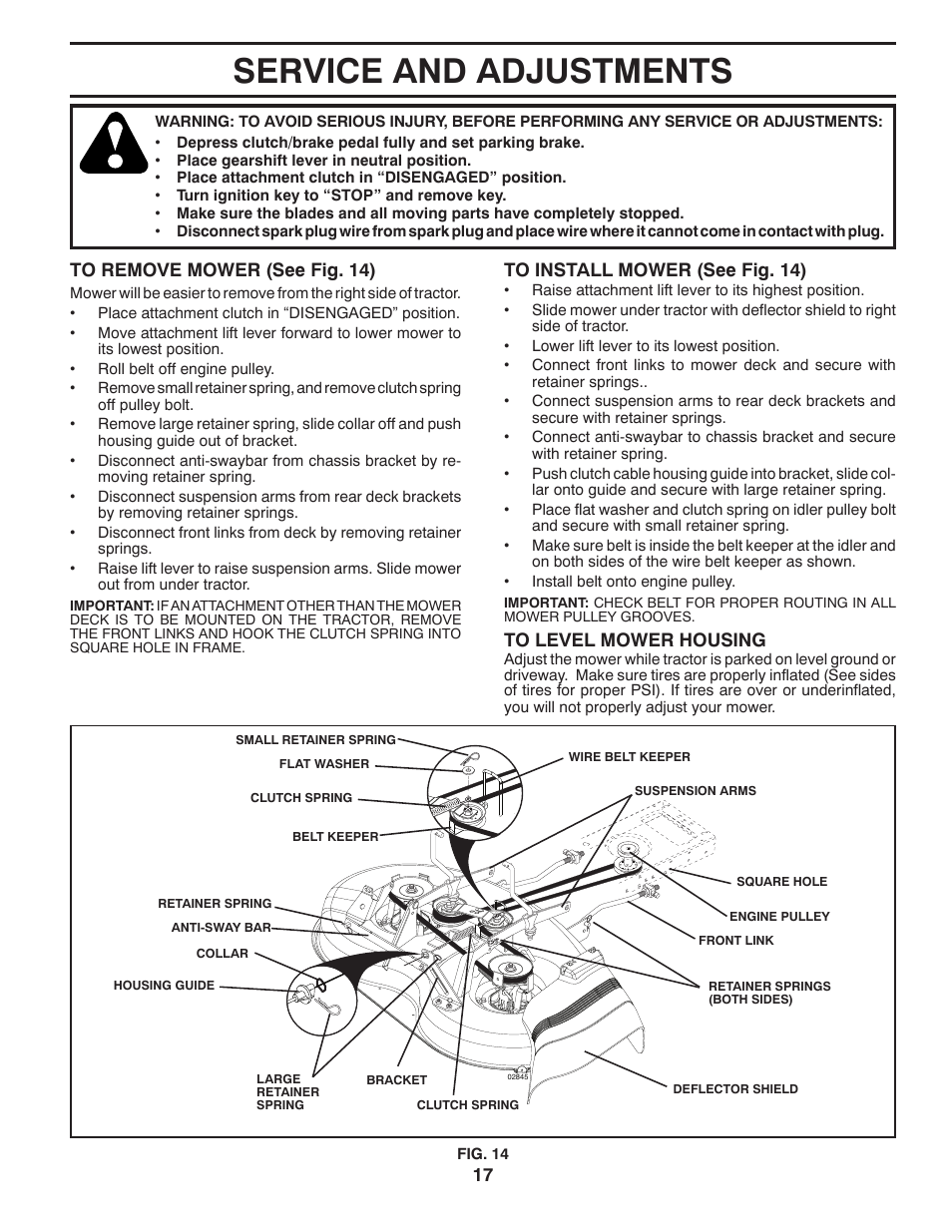 Service and adjustments | Poulan XT 96016002200 User Manual | Page 17 / 26