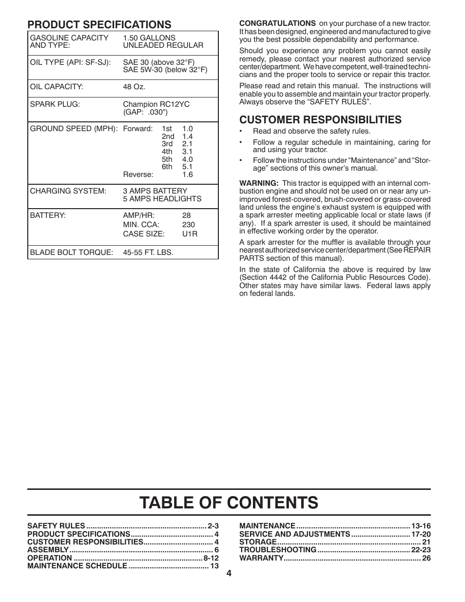 Poulan XT 96016002200 User Manual | Page 4 / 26