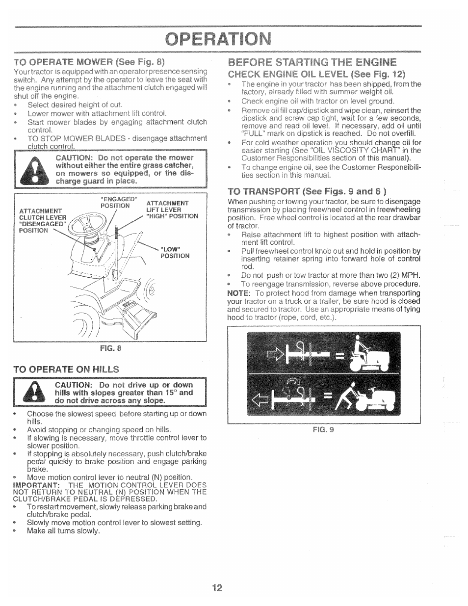 То operate on hills, J.i .¡i, E fig. 12) | Poulan 160462 User Manual | Page 12 / 50